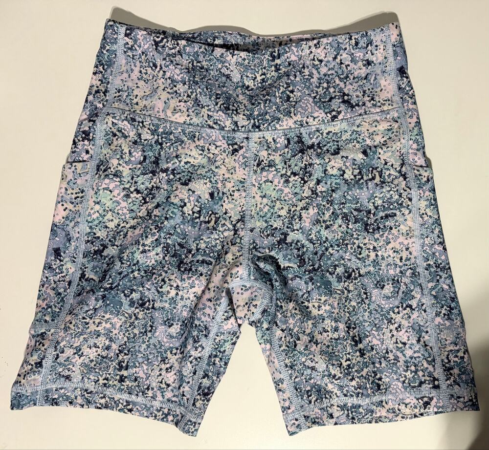 Tek Gear Ultrastretch Women’s Medium Bike Shorts Blue Abstract Print Workout